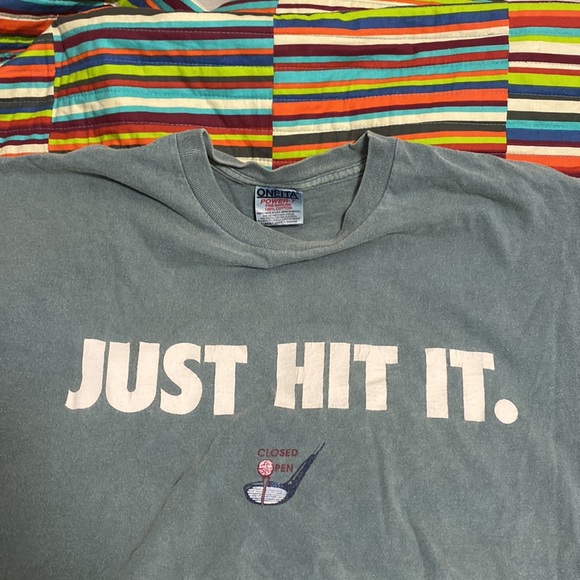 Vintage single stitch just hit it graphic logo, double side, close open tshirt - Picture 2 of 13